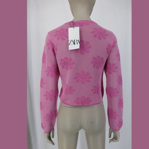 NWT Zara Pink Long Sleeve Sheer Floral Top - Picture 4 of 12
